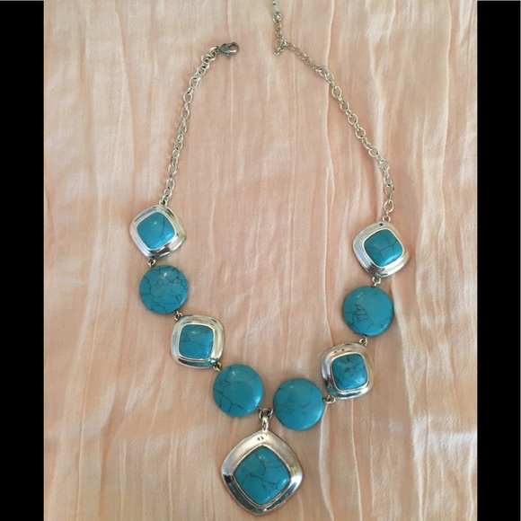Jewelry - Turquoise Marble Stone Silver Necklace
